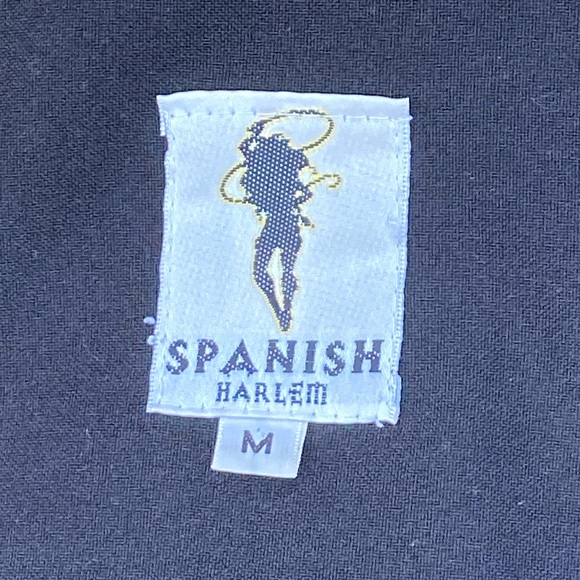 Spanish Harlem Black Geometric Rockabilly Flame Button Bowling Shirt Men’s M - Picture 6 of 7